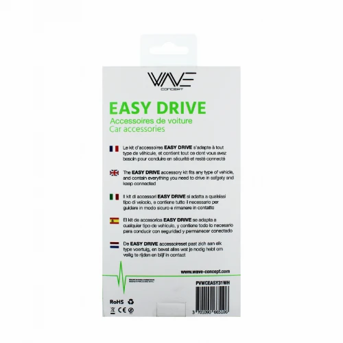 EASY DRIVE PACK, AERO CAR CAR SUPPORT + 3-IN-1 CABLE + CAR CHARGER 2 3.1A USB PORT - WAVE