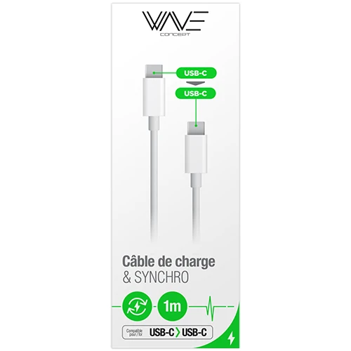 CHARGING & SYNCHRO CABLE - USB-C TO USB-C 3A 1M - WAVE