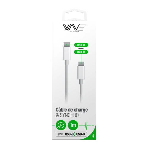 CHARGING & SYNCHRO CABLE - USB-C TO USB-C 3A 1M - WAVE