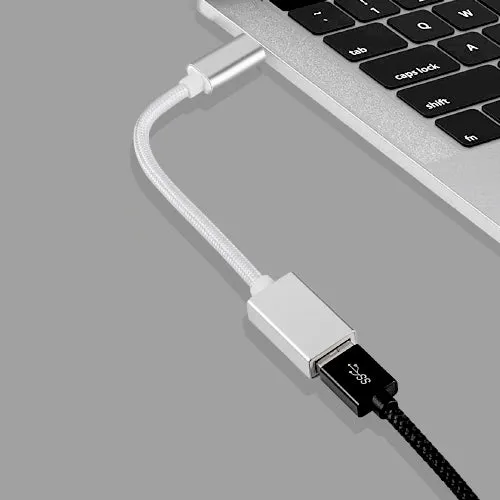 NYLON USB-C TO USB-A ADAPTER SILVER-WAVE