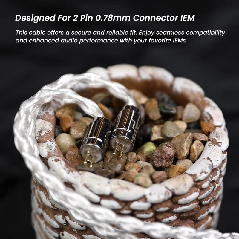 AUDIOCULAR C03 8-Core Silver-Plated Cable with 3.5mm Jack & Built-In Microphone For IEMs