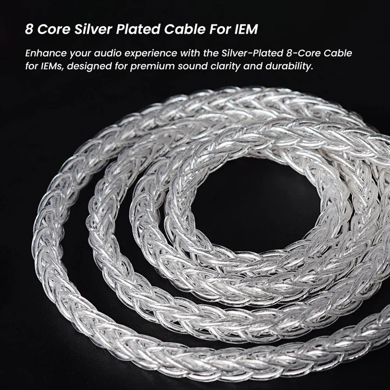 AUDIOCULAR C03 8-Core Silver-Plated Cable with 3.5mm Jack & Built-In Microphone For IEMs