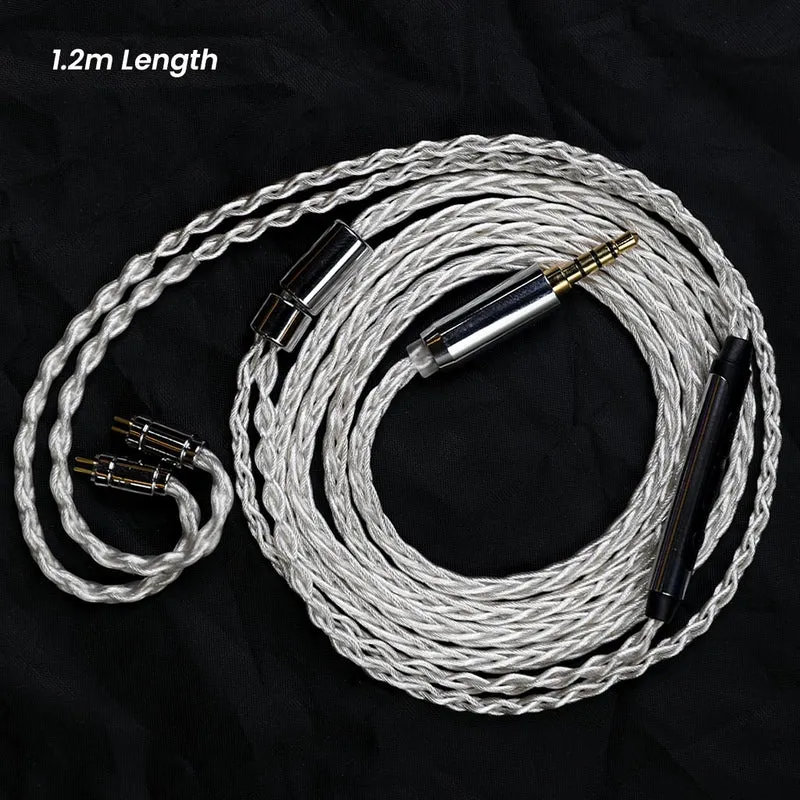 AUDIOCULAR C03 8-Core Silver-Plated Cable with 3.5mm Jack & Built-In Microphone For IEMs