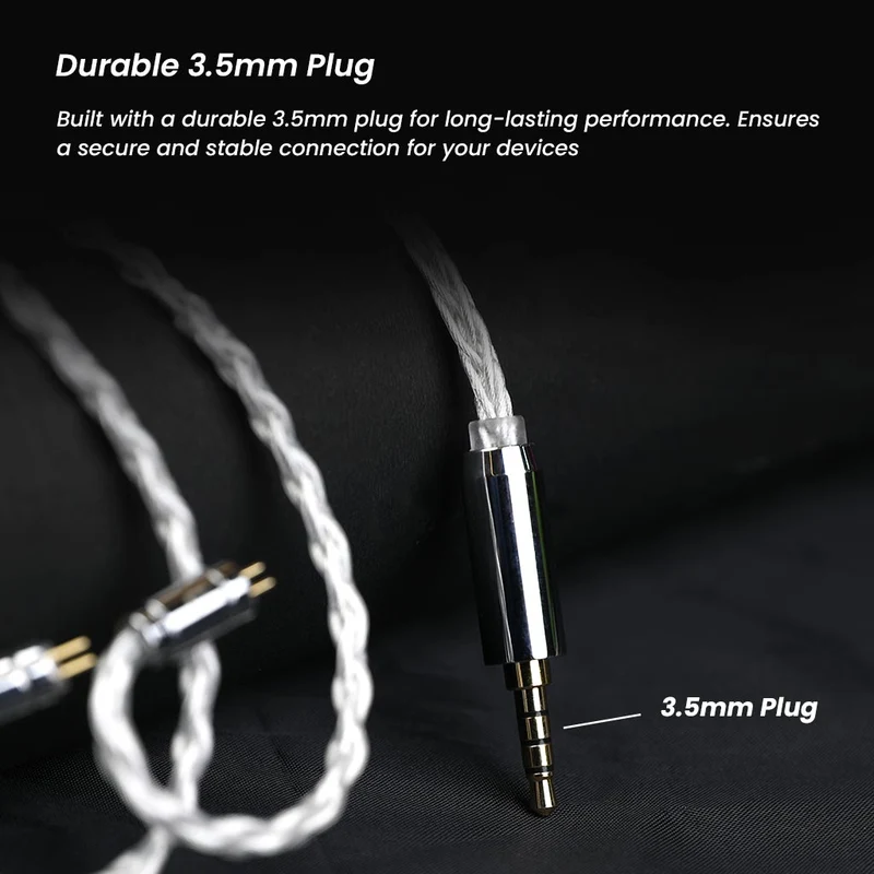 AUDIOCULAR C03 8-Core Silver-Plated Cable with 3.5mm Jack & Built-In Microphone For IEMs