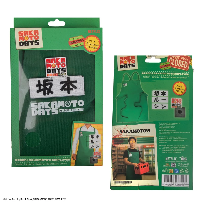 Tablier Sakamoto Days avec Pin et Patchs Velcro