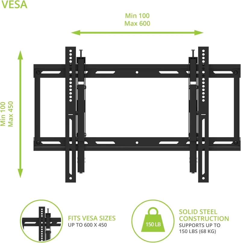 KANTO TE300-KANTO - Support mural articulé pour téléviseur de 43'' à 90'', 150 lb