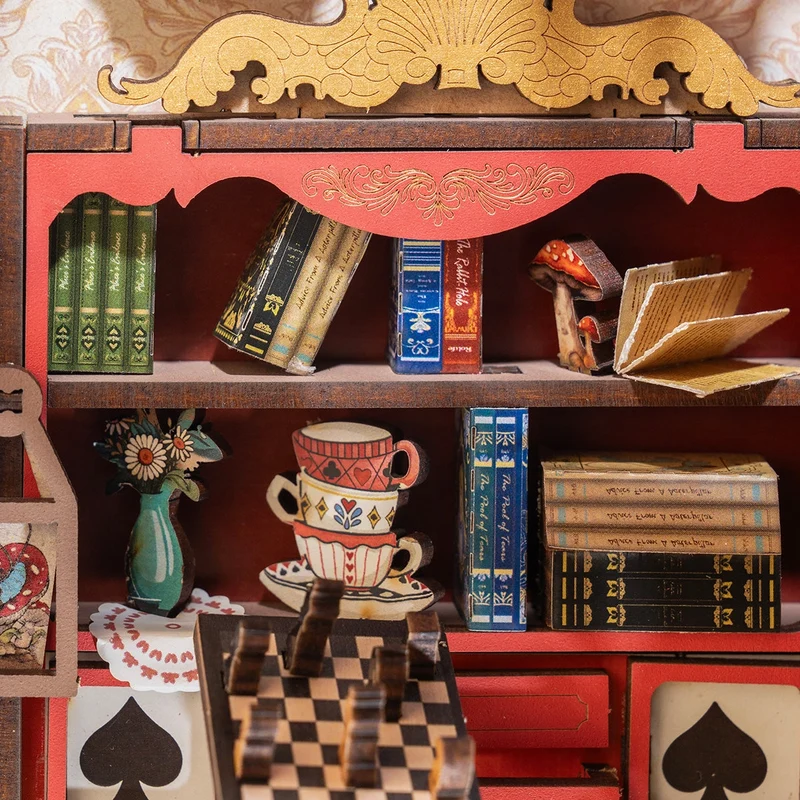 Kit de construction en bois Book Nook – Chute au pays des merveilles