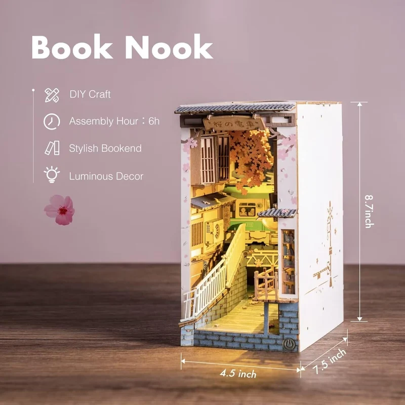 Kit de construction en bois Book Nook – Sakura Densya