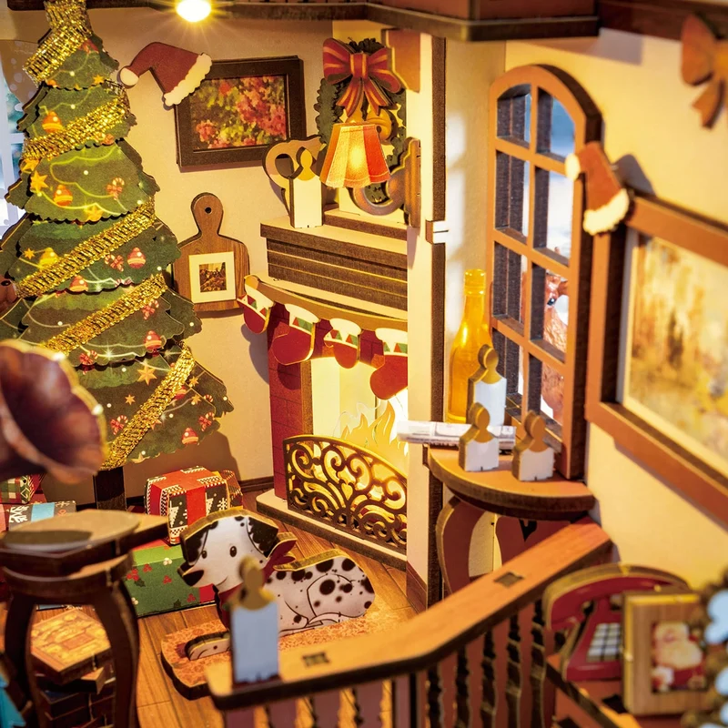 Book Nook Kit en bois – Scène intérieure de Noël