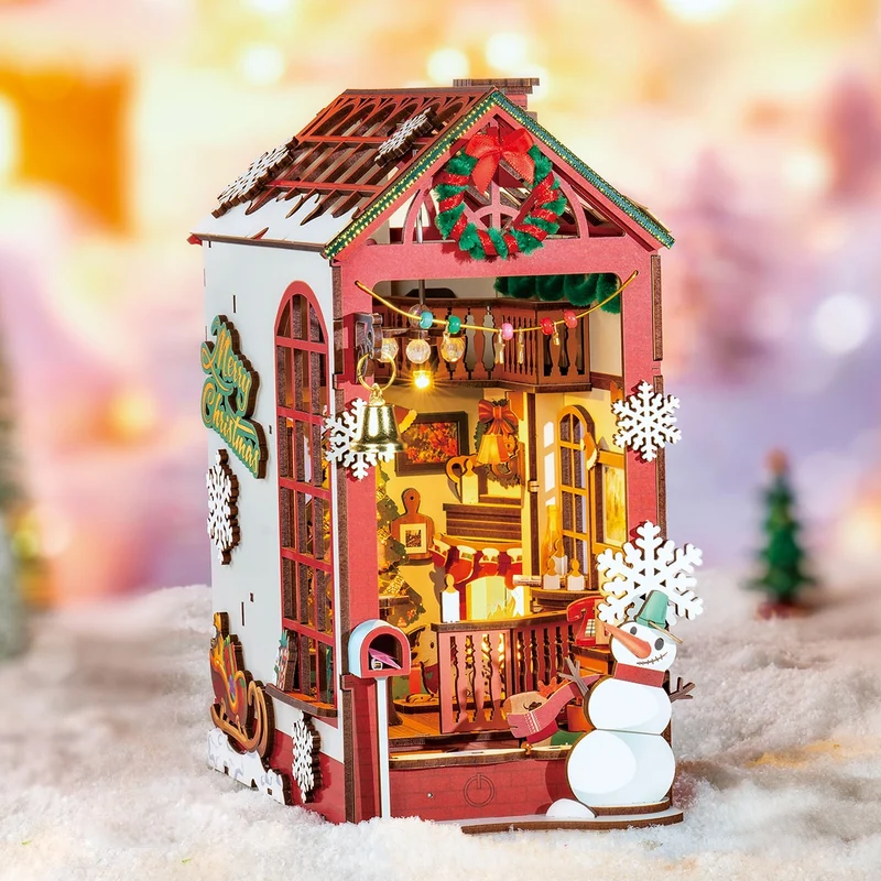 Book Nook Kit en bois – Scène intérieure de Noël