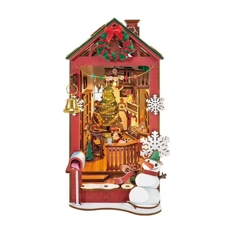 Book Nook Kit en bois – Scène intérieure de Noël