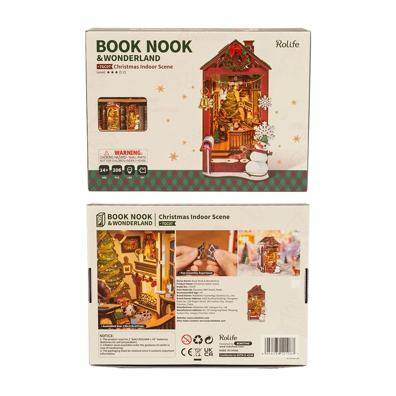 Book Nook Kit en bois – Scène intérieure de Noël