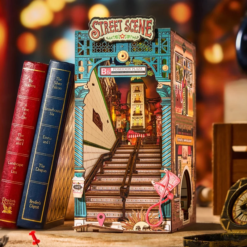 Kit de construction en bois Book Nook – Scène de rue