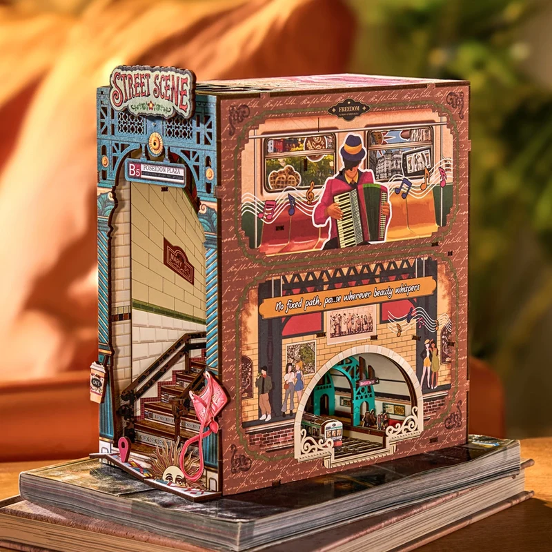 Kit de construction en bois Book Nook – Scène de rue