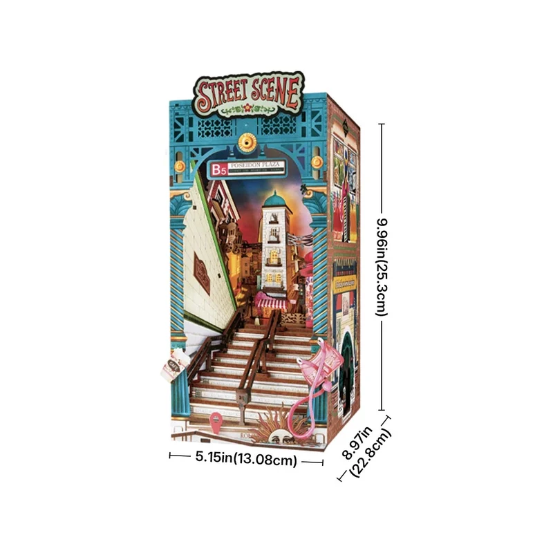 Kit de construction en bois Book Nook – Scène de rue