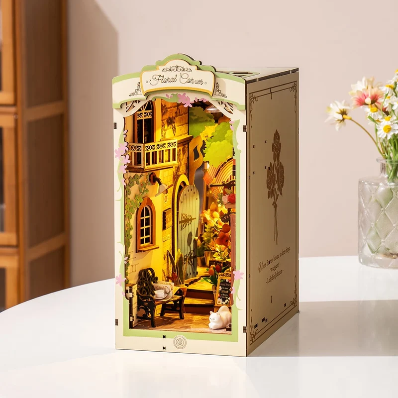 Kit de construction en bois Book Nook – Coin de fleurs