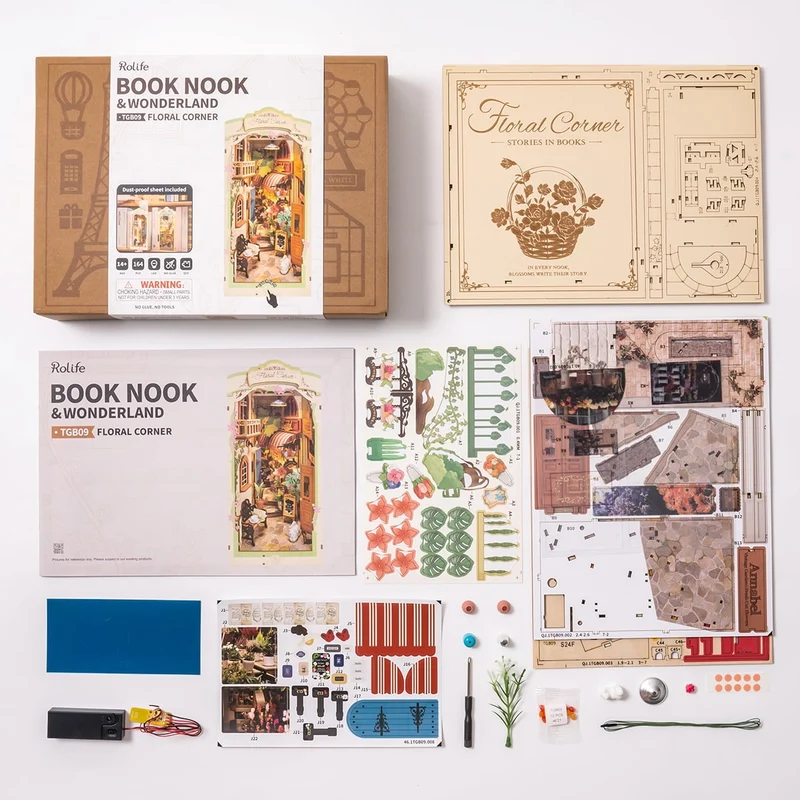 Kit de construction en bois Book Nook – Coin de fleurs