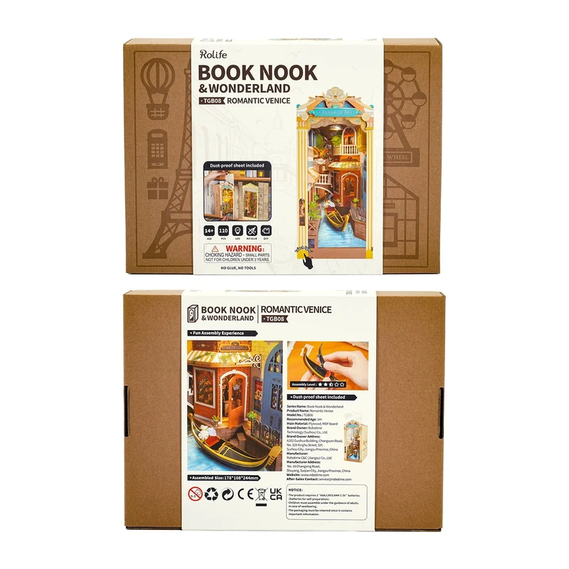 Kit de construction en bois Book Nook – Venise romantique