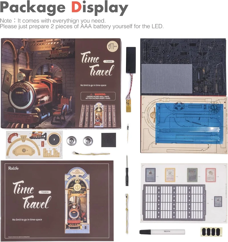 Kit de construction en bois Book Nook – Voyage dans le temps