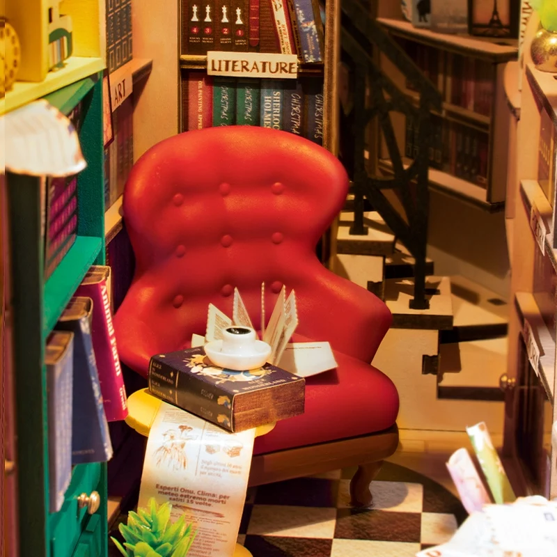 Kit de construction en bois Book Nook – Librairie