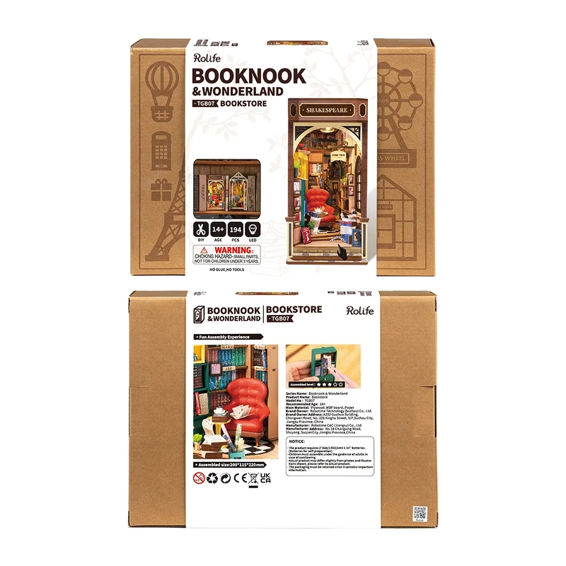 Kit de construction en bois Book Nook – Librairie