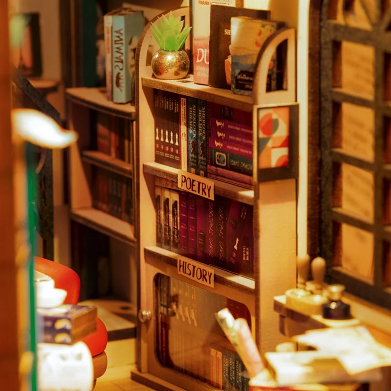 Kit de construction en bois Book Nook – Librairie