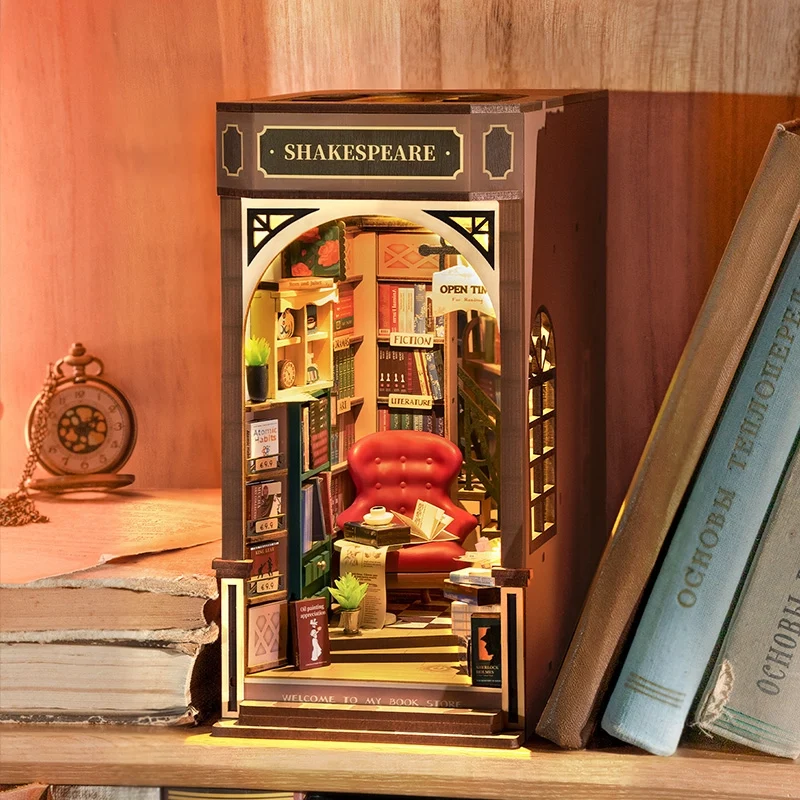 Kit de construction en bois Book Nook – Librairie