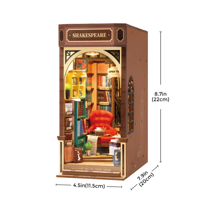 Kit de construction en bois Book Nook – Librairie