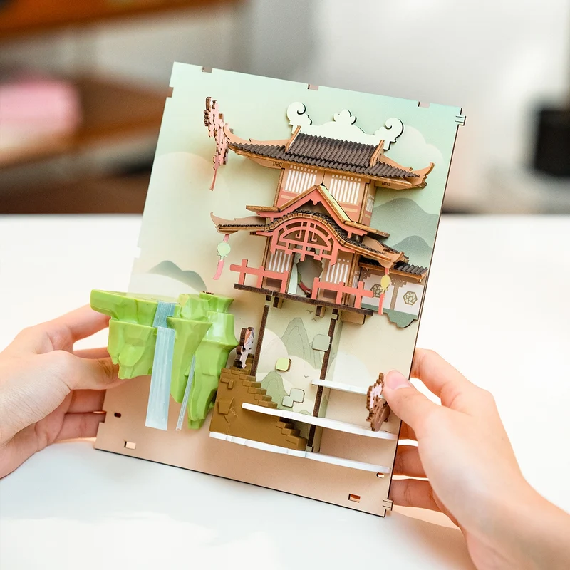 Kit de construction en bois Book Nook – Chute de fleurs de cerisier
