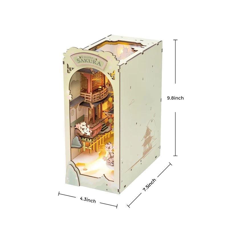Kit de construction en bois Book Nook – Chute de fleurs de cerisier