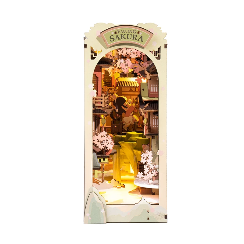 Kit de construction en bois Book Nook – Chute de fleurs de cerisier