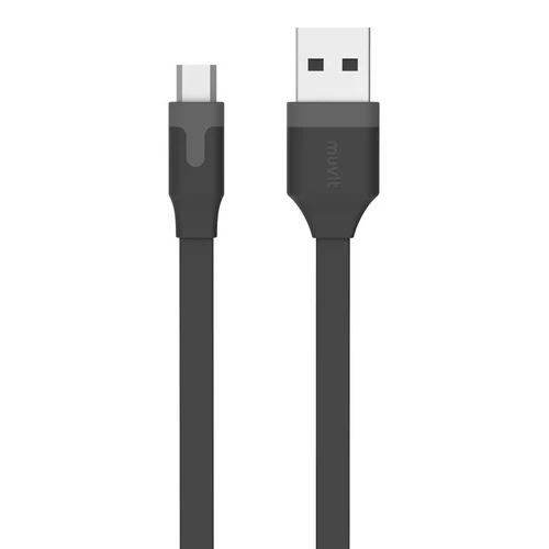 MUVIT TAB FLAT CHARGING & SYNCHRO CABLE 2.4A USB/MICRO-USB 2M BLACK