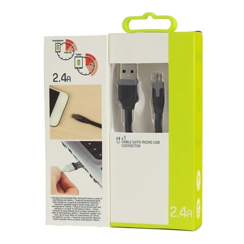 MUVIT TAB FLAT CHARGING & SYNCHRO CABLE 2.4A USB/MICRO-USB 2M BLACK