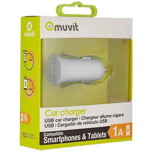 MUVIT SPRING CHARGEUR VOITURE 1A USB BLANC