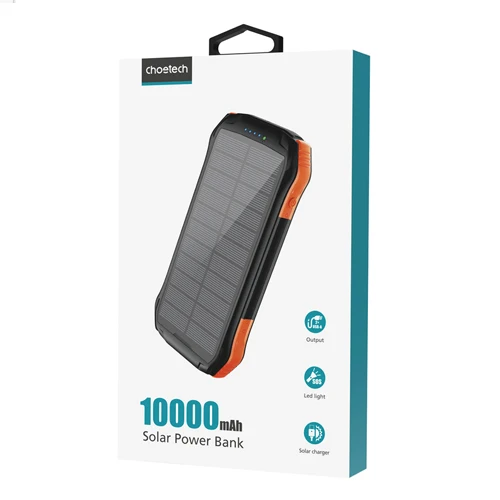 CHOETECH SOLAR POWERBANK WITH INDUCTION CHARGING 10000MAH QI 5W ORANGE