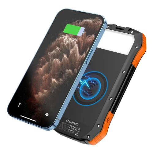 CHOETECH SOLAR POWERBANK WITH INDUCTION CHARGING 10000MAH QI 5W ORANGE