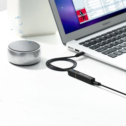 WIRELESS AUDIO ADAPTER BLUETOOTH 5.0 TRANSMITTER UGREEN MINI JACK 3.5 MM BLACK