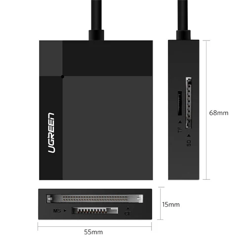 UGREEN USB 3.0 SD / MICRO SD / CF / MS MEMORY CARD READER BLACK