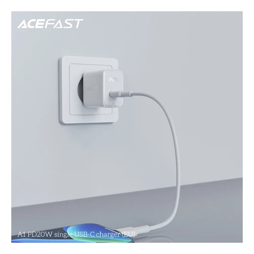 MAINS CHARGER QUICK CHARGING USB TYPE C 20W POWER DELIVERY A1 WHITE -ACEFAST