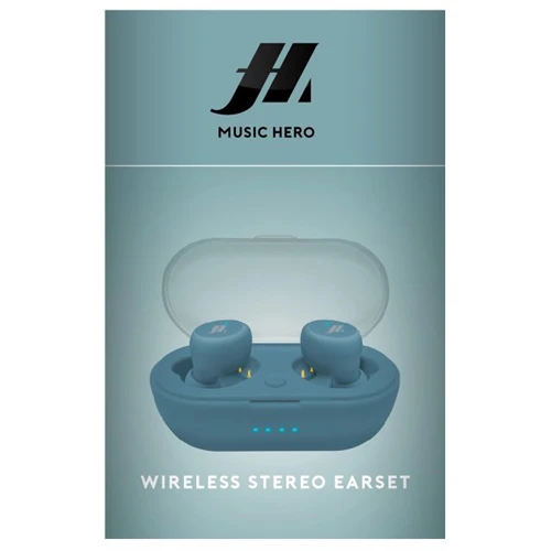 EARBUDS TWIN TWS, BLUE-MUSIC HERO