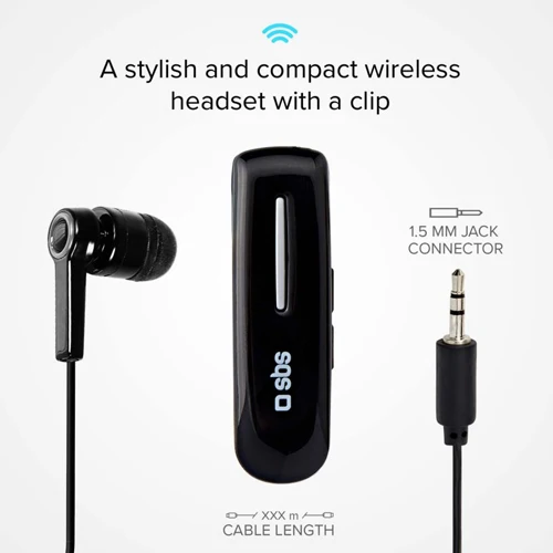 WIRELESS EARPHONES WITH HOOK, BLACK-SBS