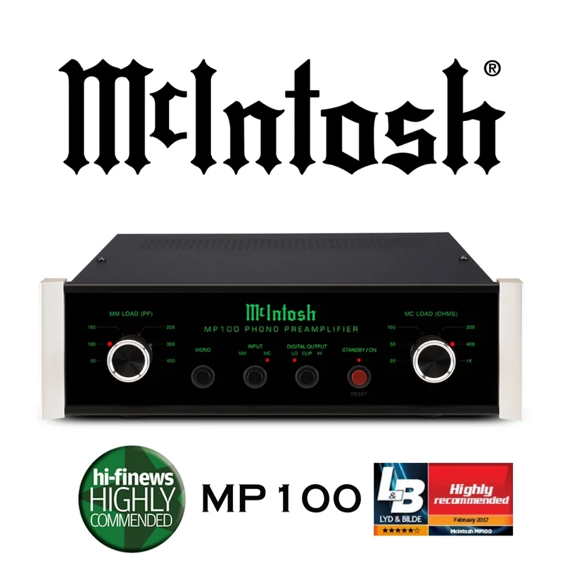 McIntosh MP100 - Préamplificateur phono, entrées à bobine mobile (MC) et à aimant mobile (MM)
