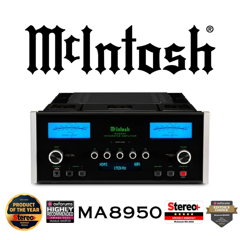 McIntosh MA8950 - Amplificateur stéréo intégré 200 Watts/Canal avec DAC 8 Canaux
