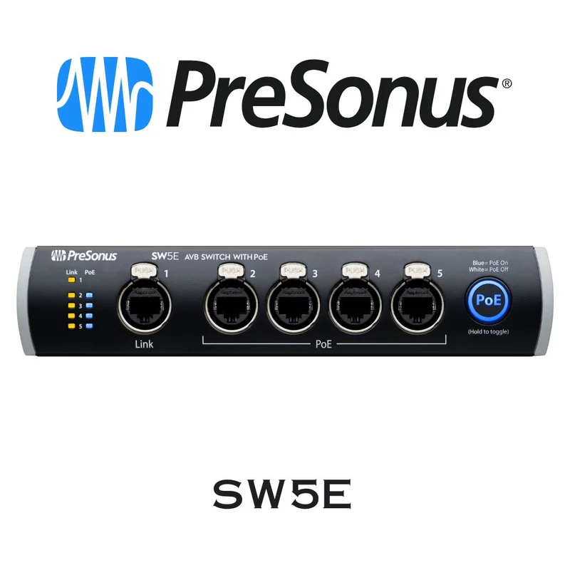 PreSonus SW5E | Commutateur Ethernet AVB 5 ports avec PoE