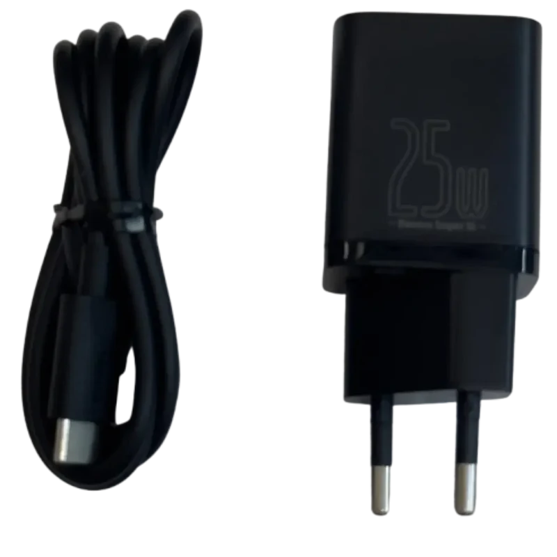 Chargeur 25W IPHONE-ANDROID - USB-C avec câble - Noir