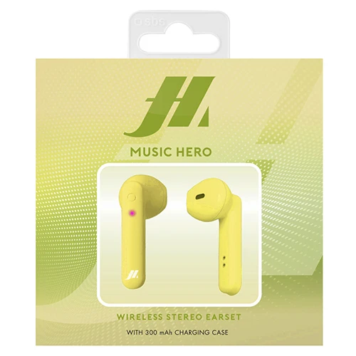 EARBUDS BEAT TWS, YELLOW-MUSIC HERO