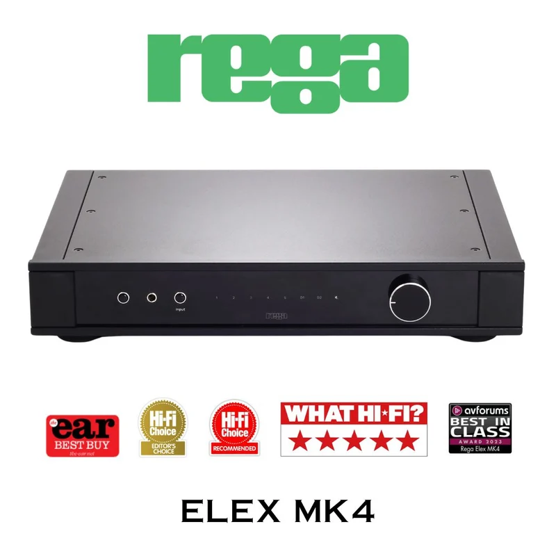 REGA ELEX MK4 - Amplificateur stéréo intégré 72 W/C, entrée phono, Circuit DAC Rega