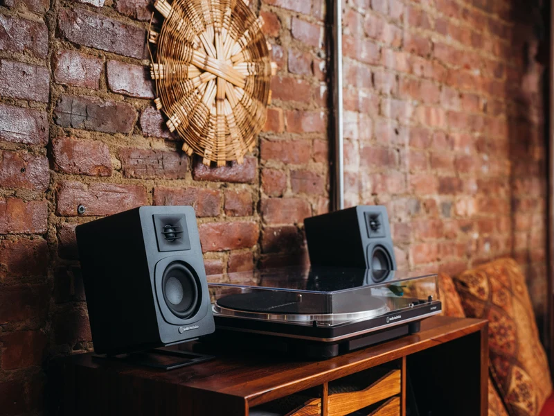 audio-technica AT-SP3X - Enceintes d'étagère amplifiée 30Watts filaire ou Bluetooth