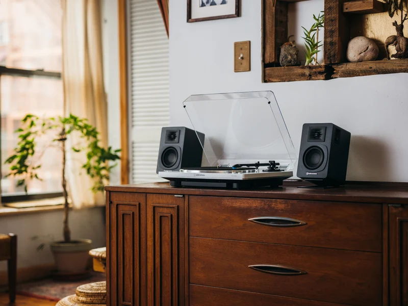 audio-technica AT-SP3X - Enceintes d'étagère amplifiée 30Watts filaire ou Bluetooth