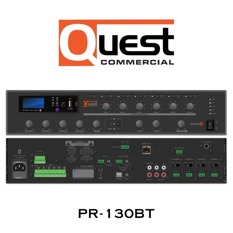 Amplificateur mélangeur commercial 130W 6 zones avec Bluetooth intégré